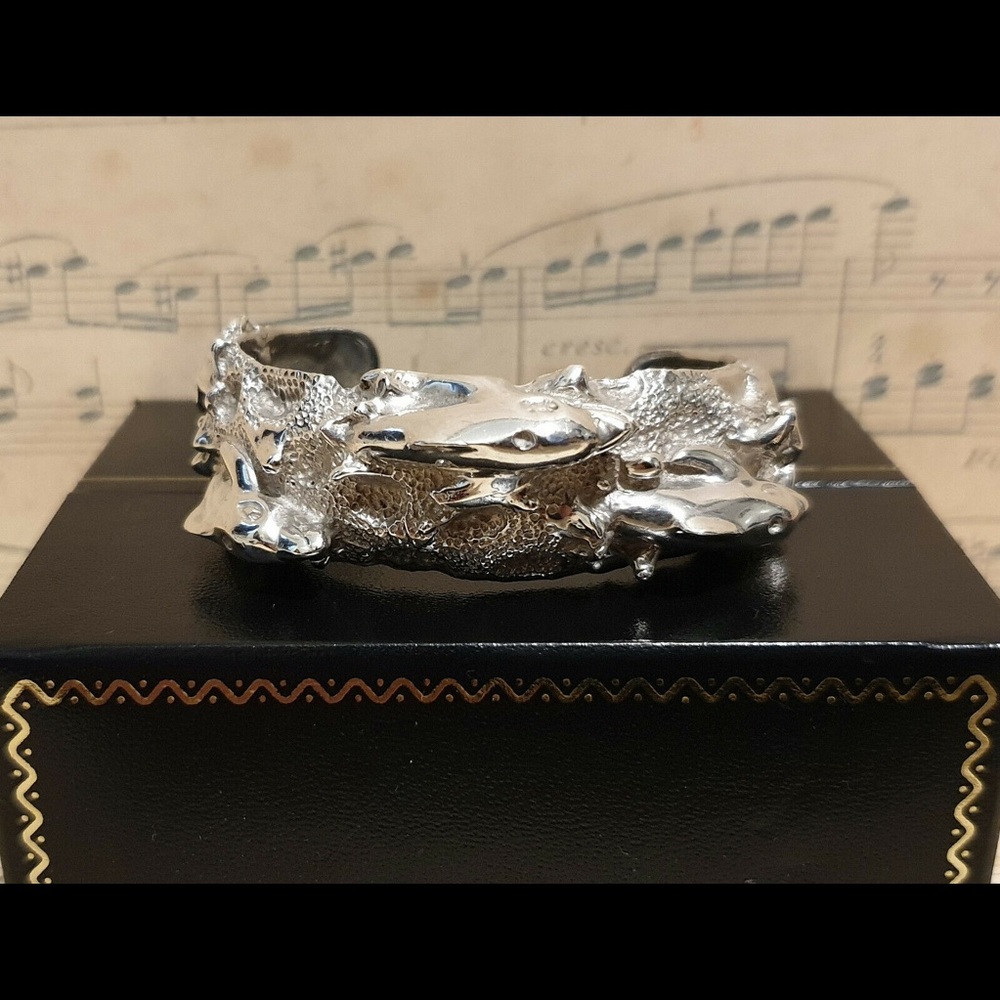 Mexican Solid Sterling Silver Bracelet Dolphins - image 2